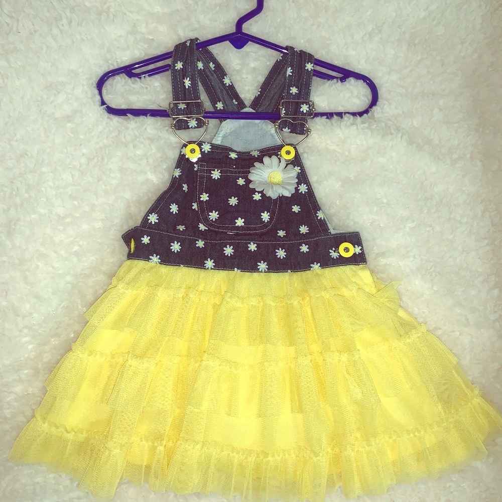 Overall Dress (Denim with Flowers) 18Mnths